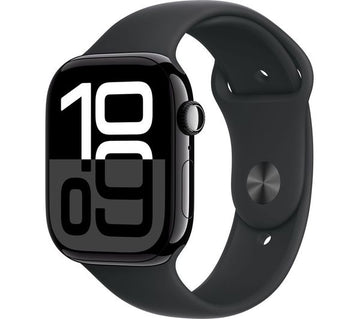 Apple Watch Series 10 GPS, 46mm Jet Black Aluminium Case with Black Sport Band - S/M - Very Good